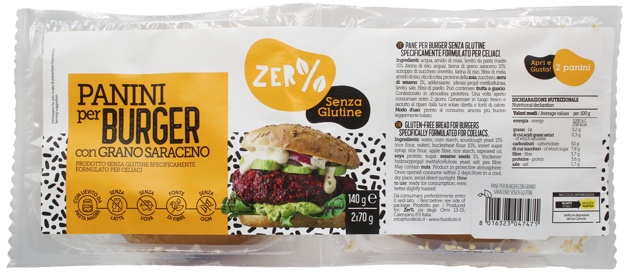 Panini per burger con grano saraceno senza glutine